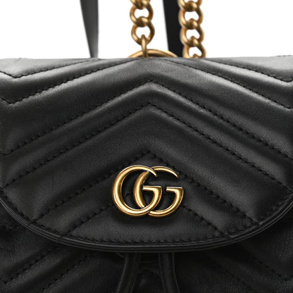 Gucci Calfskin Matelasse GG Marmont Flap Backpack Black 9 of 13