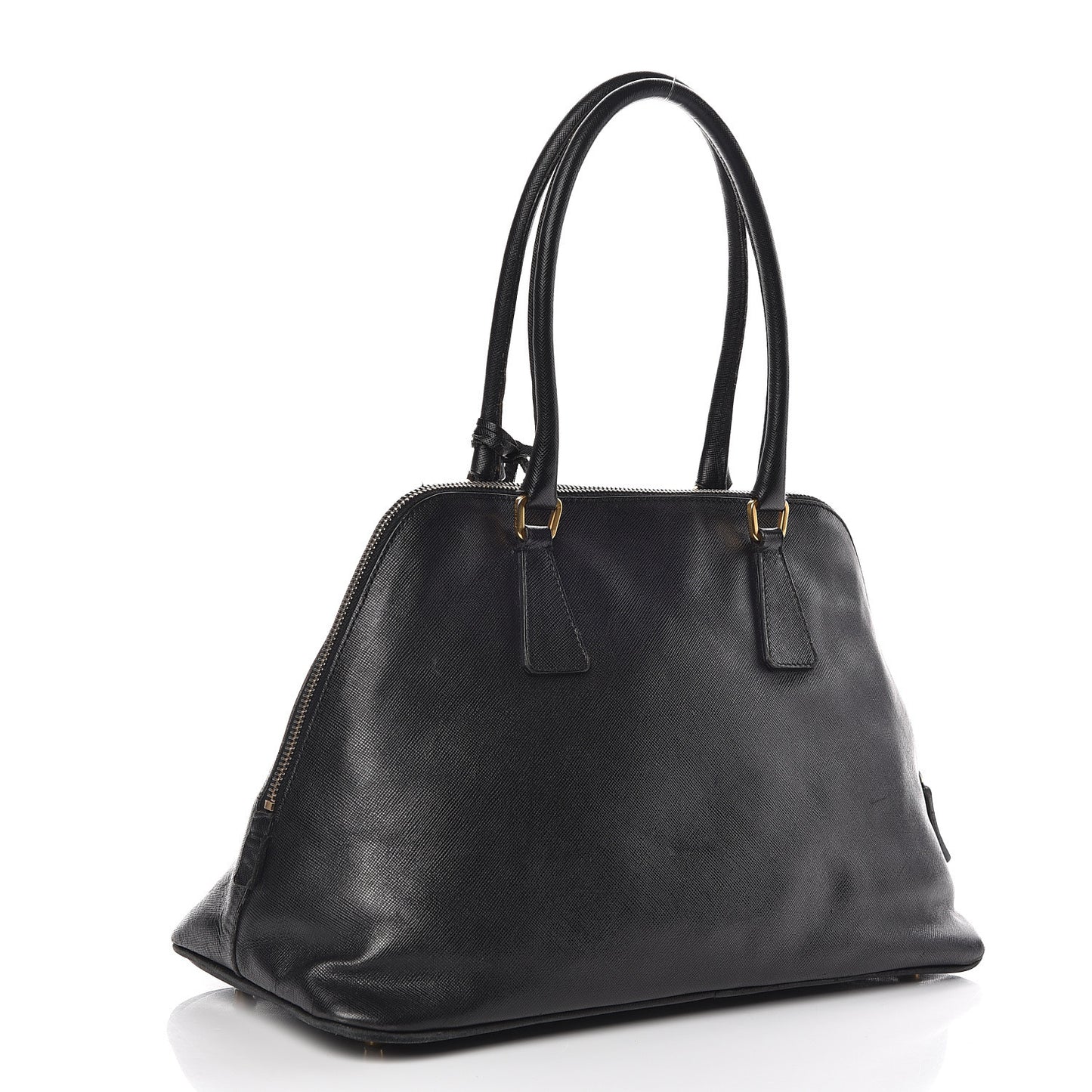 Saffiano Top Handle Dome Satchel Black