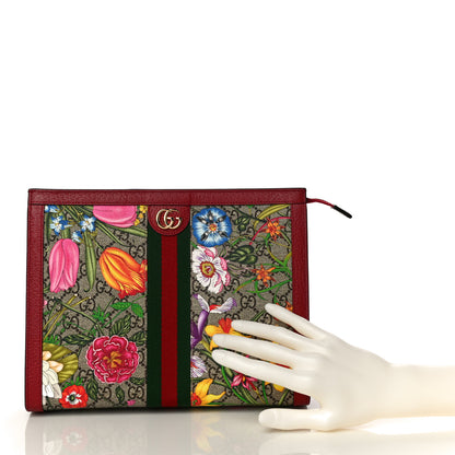 Gucci GG Supreme Monogram Flora Web Ophidia Pouch Red 2 of 10