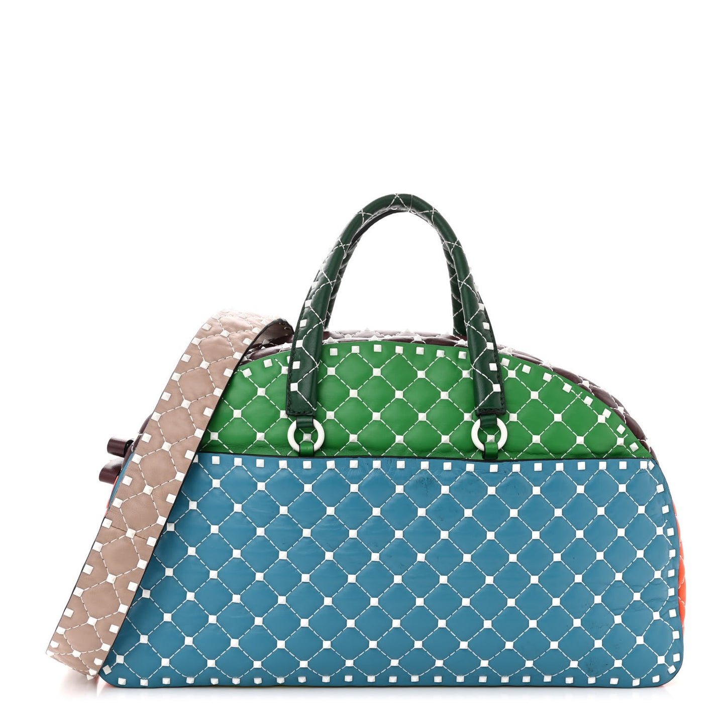 Lambskin Free Rockstud Spike Bowling Bag Multicolor
