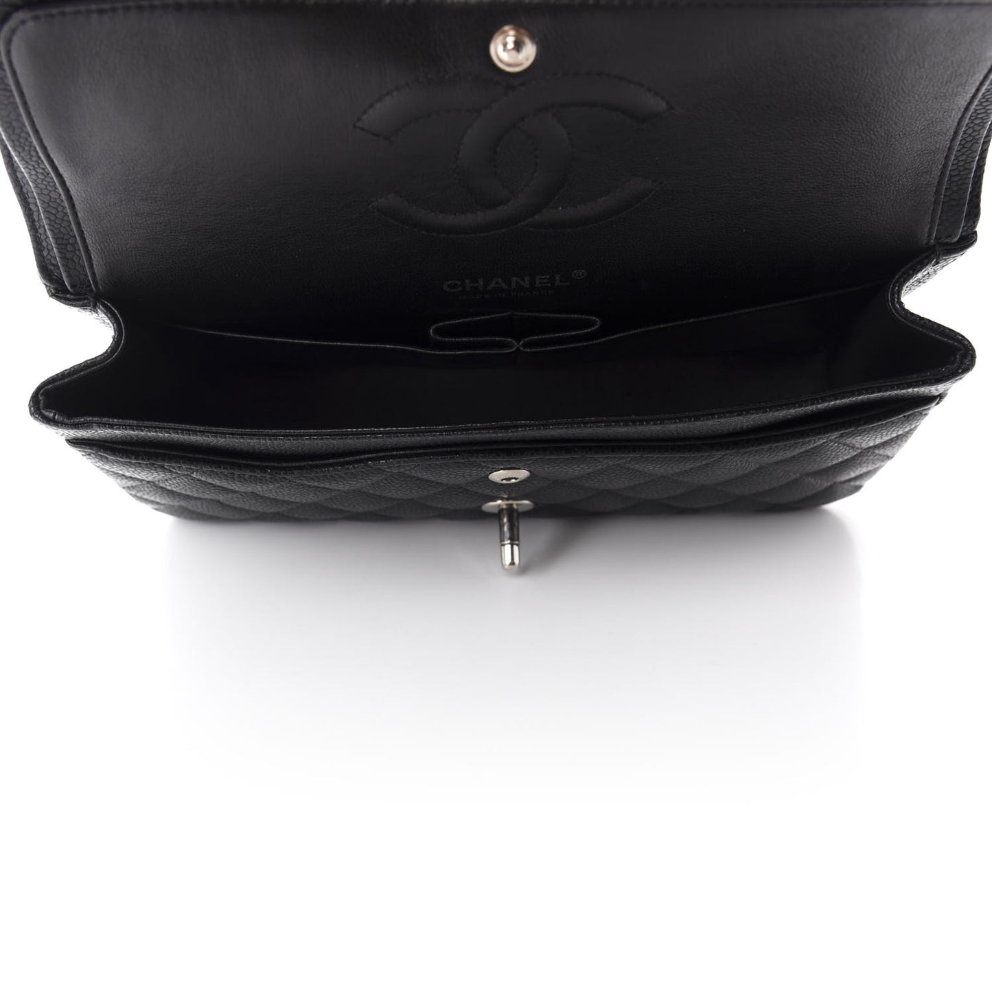 Caviar Quilted Medium Double Flap Black