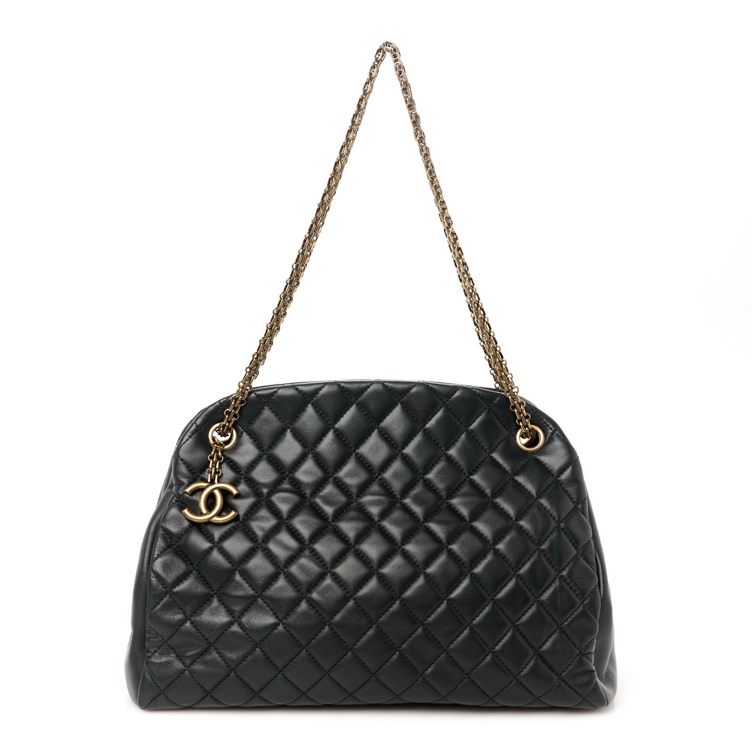 Chanel Lambskin Quilted Large Just Mademoiselle Bowling Bag Black 1 of 11