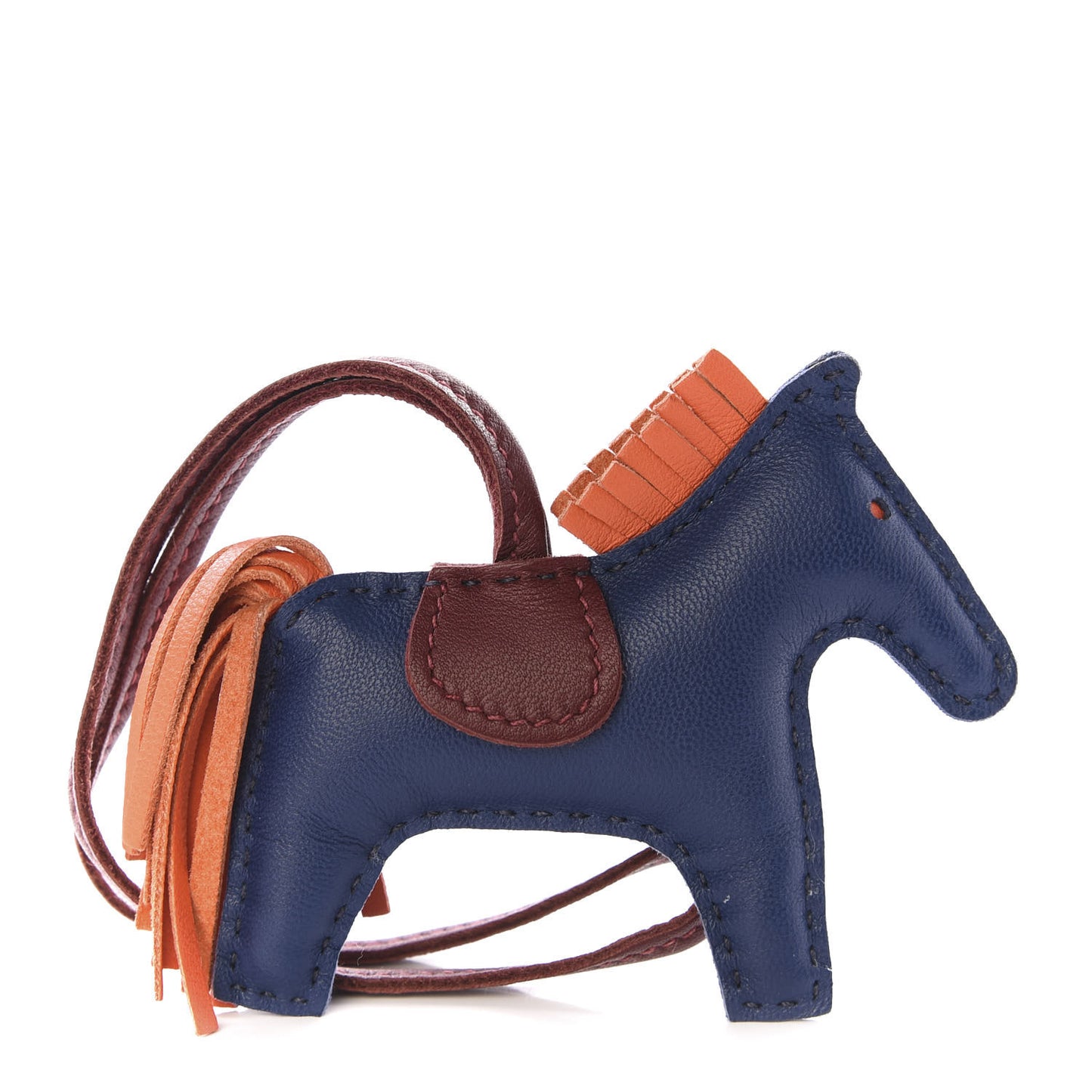 Milo Lambskin Grigri Rodeo Horse Bag Charm PM Bleu de Malte Rouge H Peony