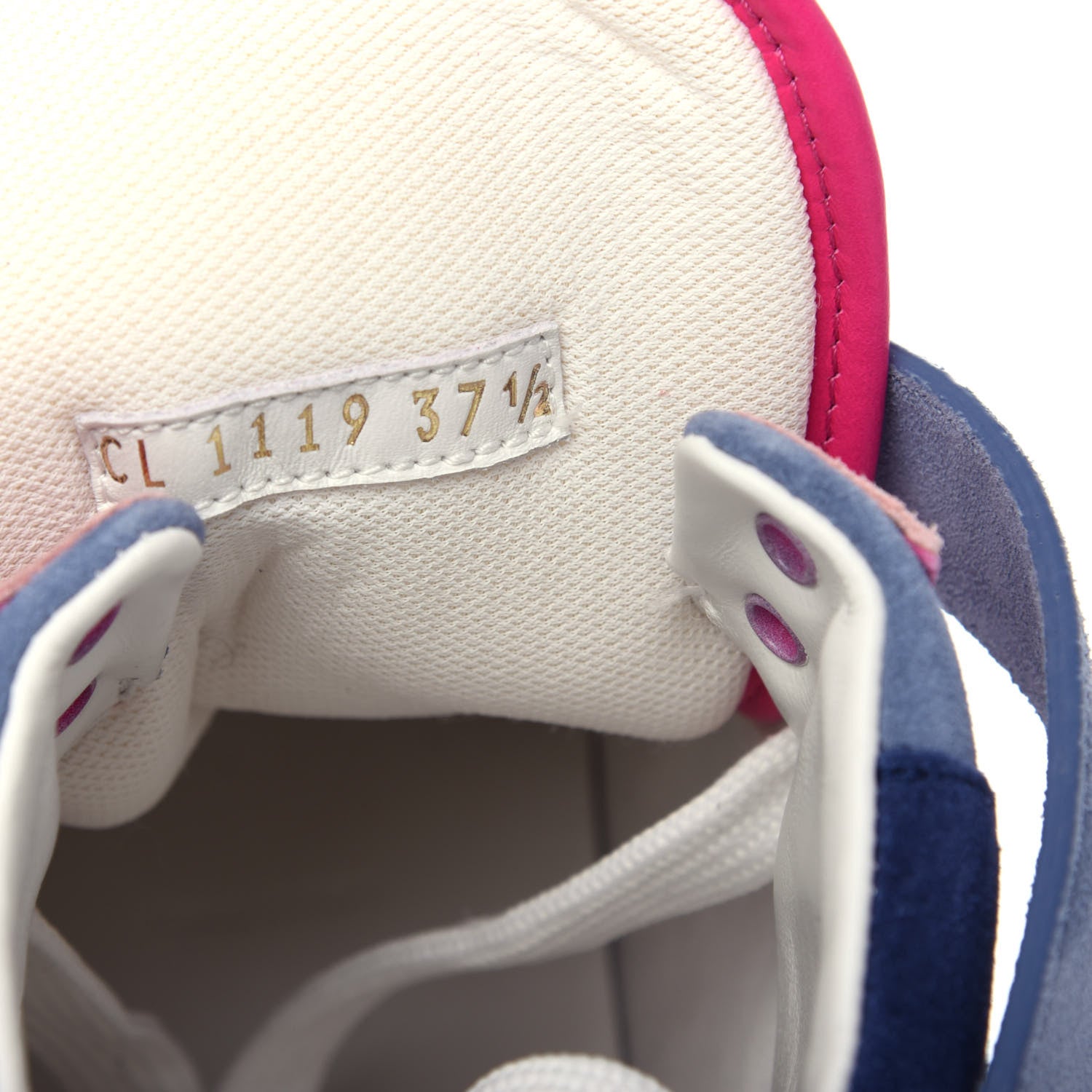 Louis Vuitton Sheepskin Embossed Suede Calfskin Womens Boombox High-Top Sneakers 37.5 White Denim Blue 10 of 10