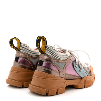 Gucci X SEGA Metallic Calfskin Mesh Womens Flashtrek Sneakers 36.5 Rame Mystic White Lago 5 of 8