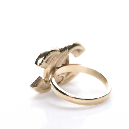 Chanel Crystal Double CC Ring 6.25 Light Gold 3 of 5