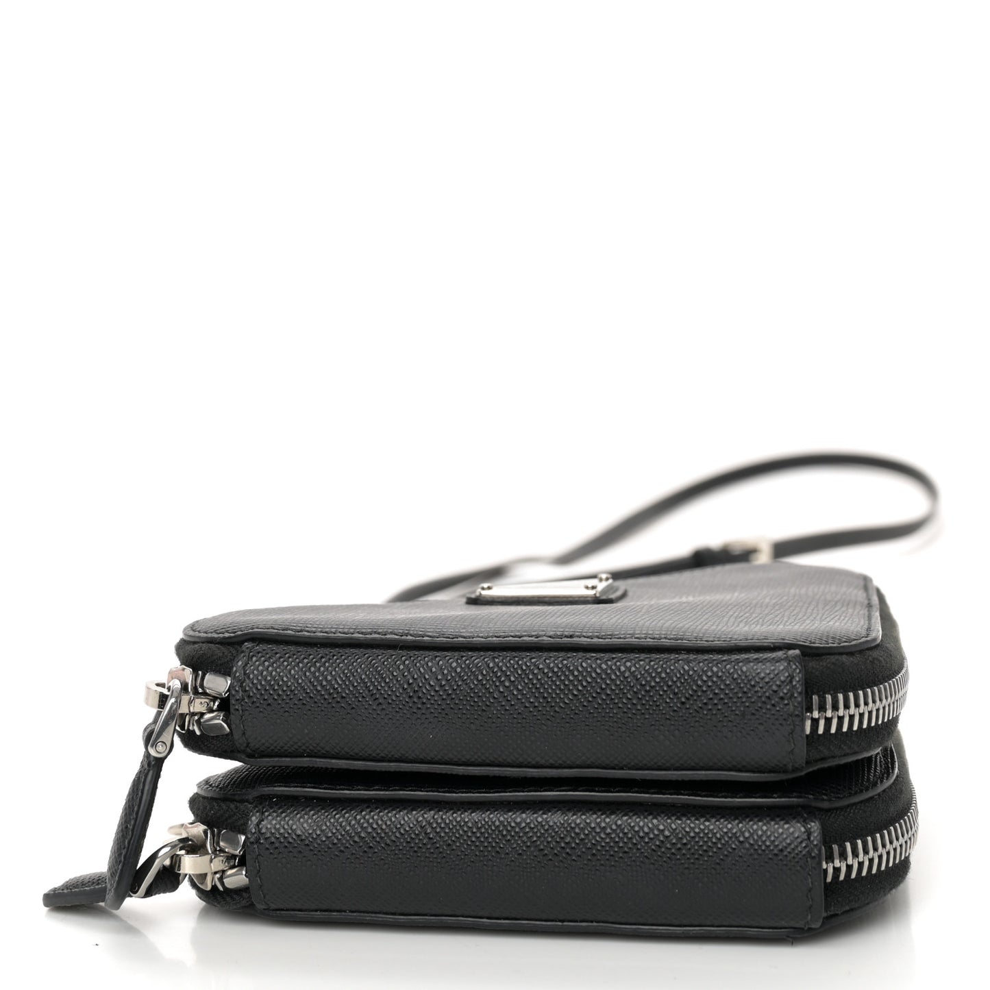Saffiano Mini Triangle Crossbody Pouch Black