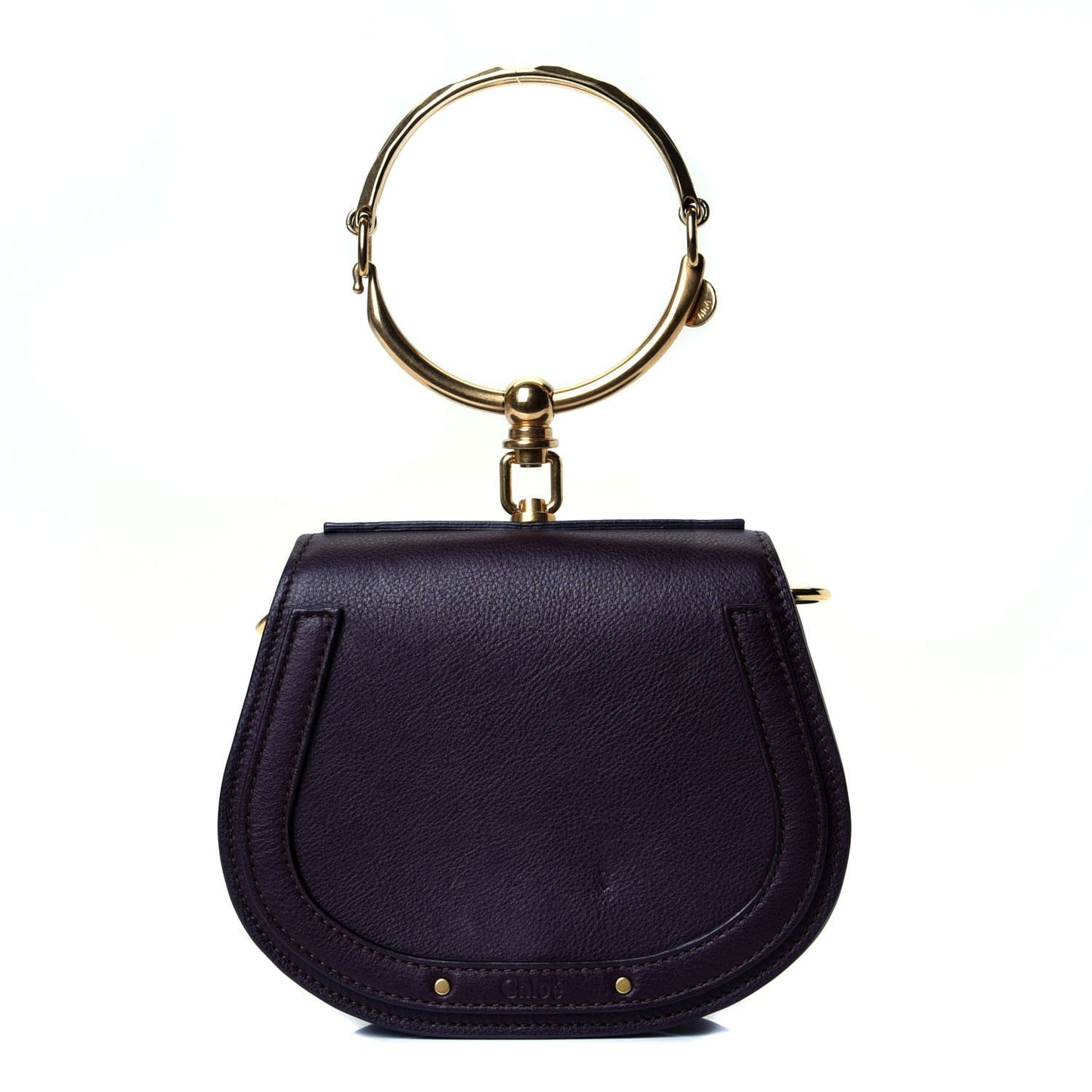 Calfskin Suede Small Nile Bracelet Bag Carbon Brown