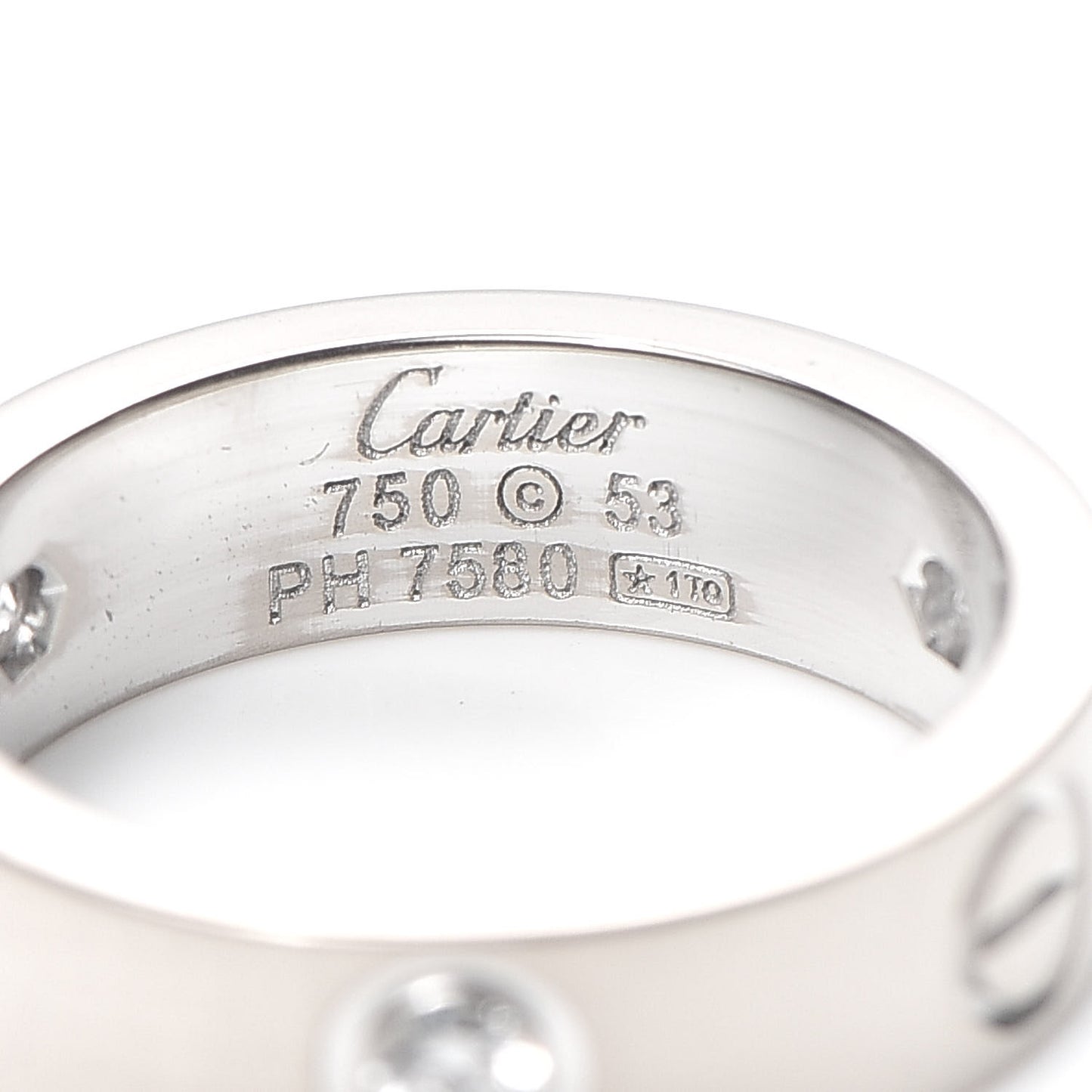 18K White Gold 3 Diamond 5.5mm LOVE Ring 53 6.25