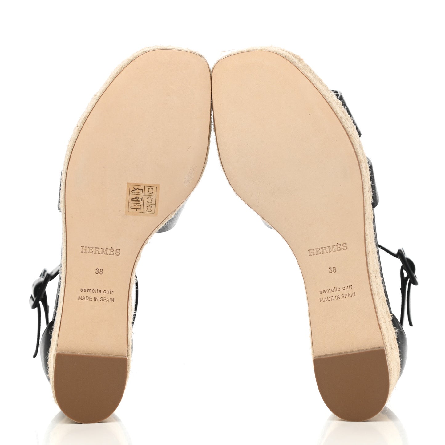 Goatskin Elda Espadrille Wedge Sandals 38 Black