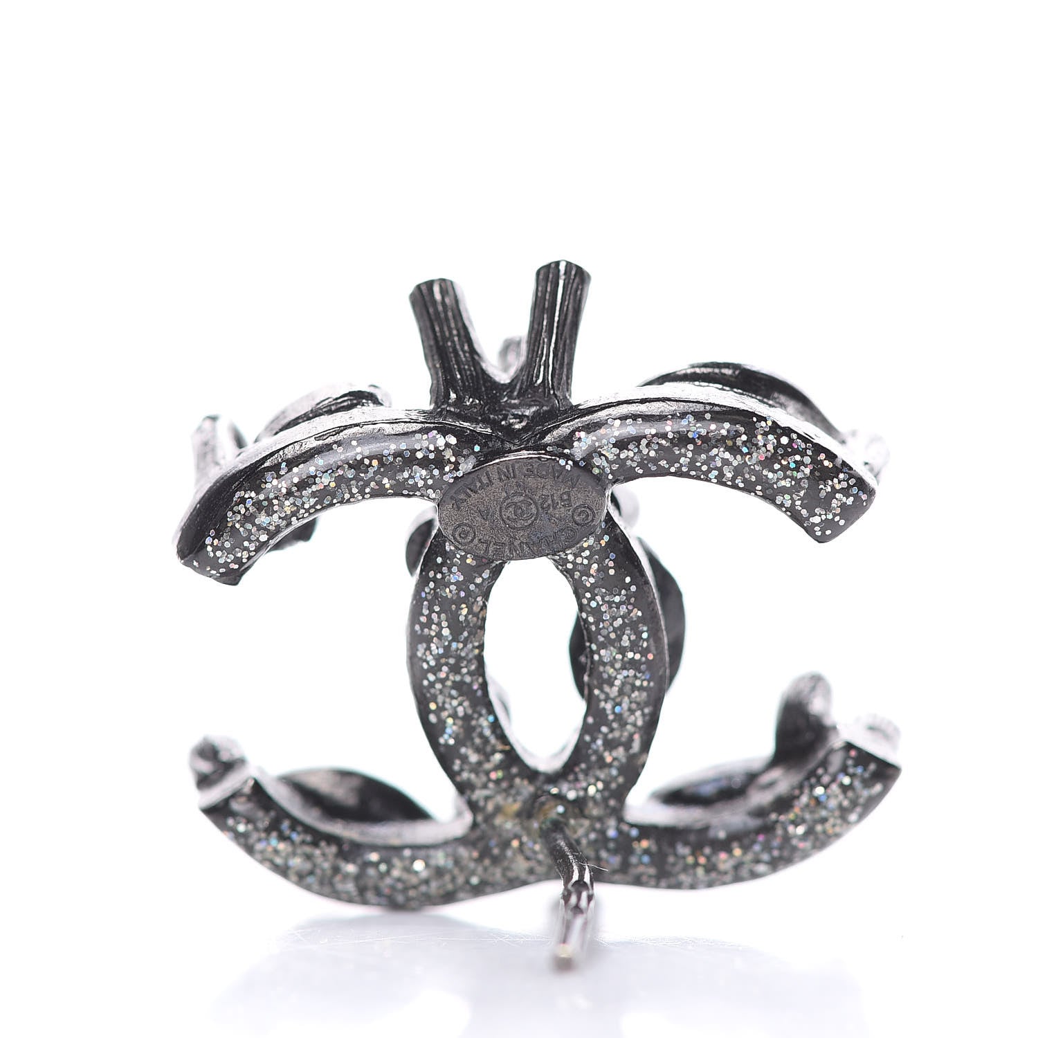 Chanel Ruthenium Baguette Crystal Resin CC Earrings Black 3 of 5