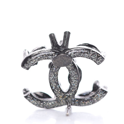 Chanel Ruthenium Baguette Crystal Resin CC Earrings Black 3 of 5