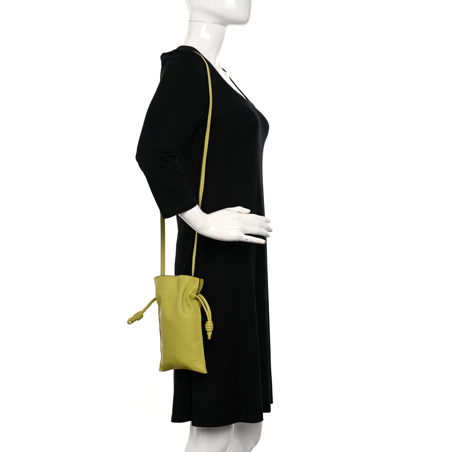 Loewe Calfskin Mini Drawstring Flamenco Knot Crossbody Pocket Bag Lime Green 2 of 10