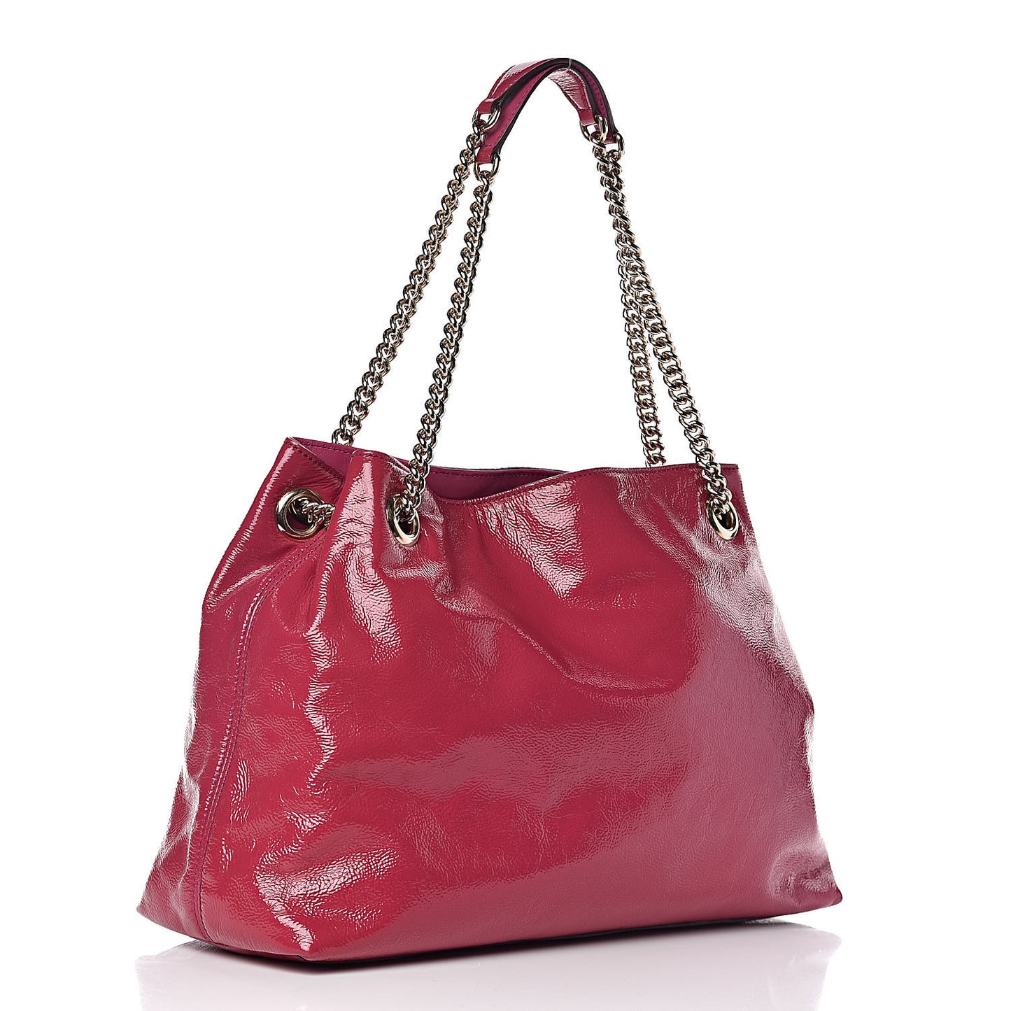 Vernice Naplack Medium Soho Chain Shoulder Bag Bright Bouganville