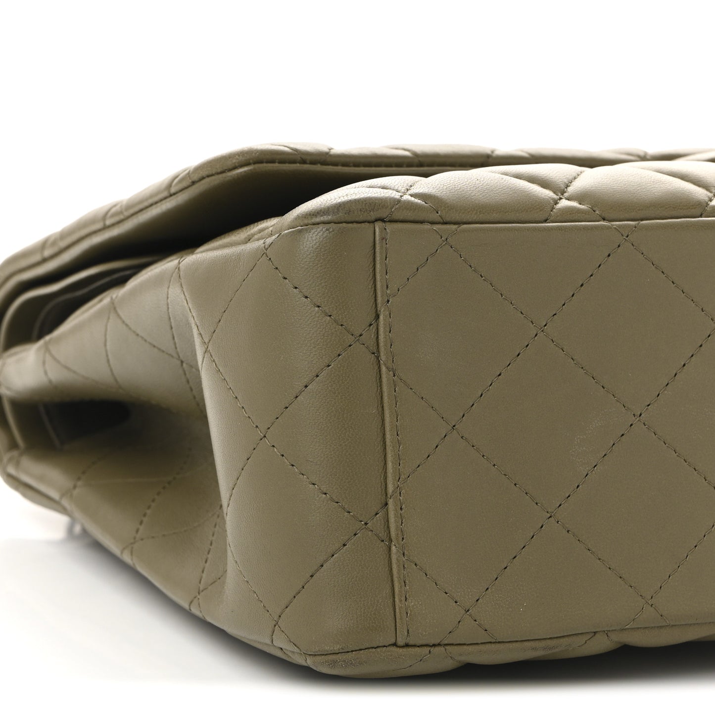 Lambskin Quilted Maxi Double Flap Green