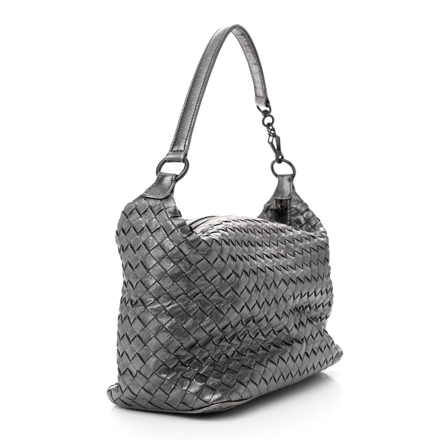 Metallic Nappa Intrecciato Small Shoulder Bag Steel