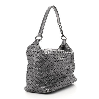 Bottega Veneta Metallic Nappa Intrecciato Small Shoulder Bag Steel 3 of 12