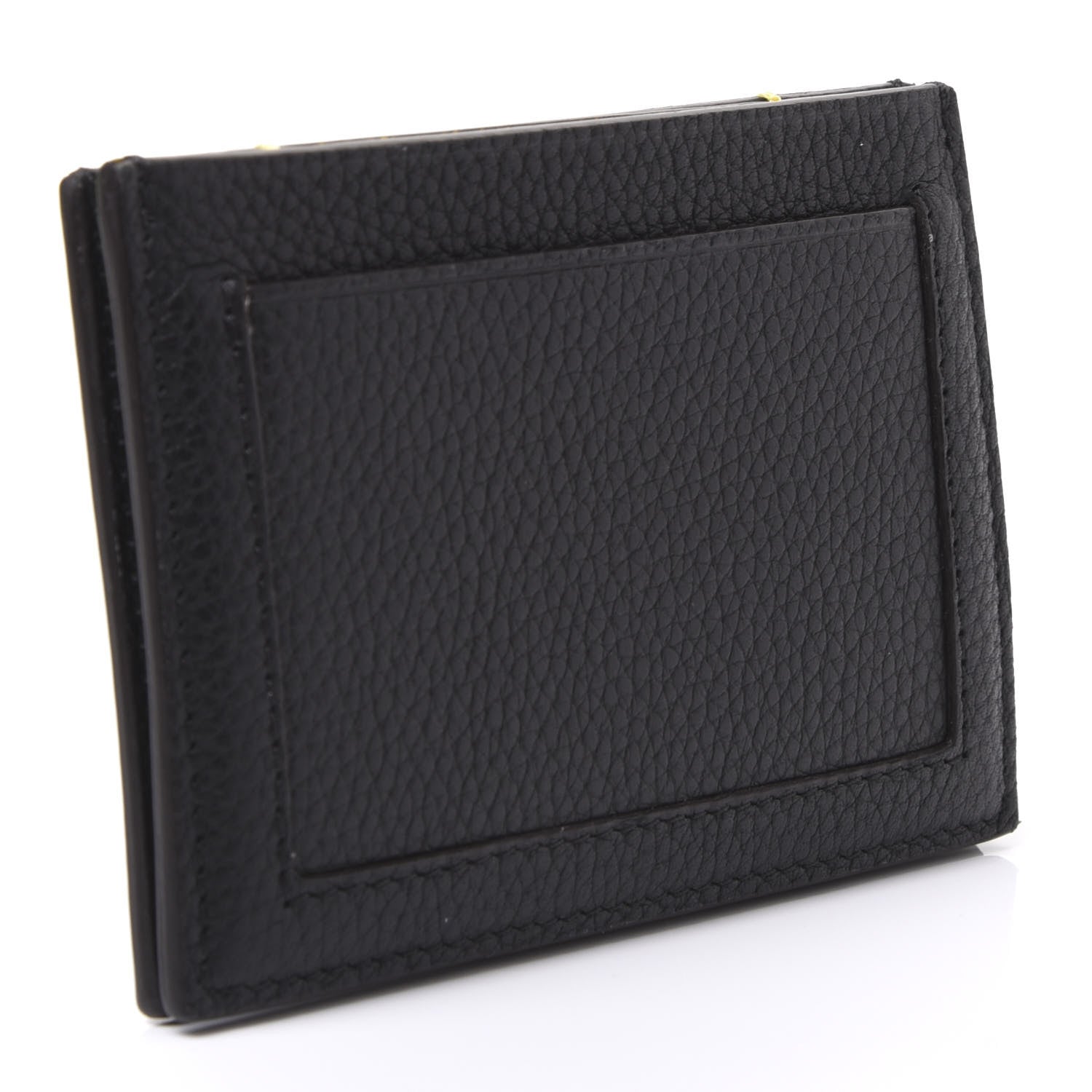 Celine Drummed Calfskin Gusset Card Holder Black 2 of 9