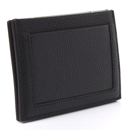 Celine Drummed Calfskin Gusset Card Holder Black 2 of 9