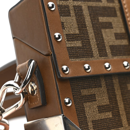 Fendi Shiny Glazed Fabric Vachetta FF 1974 Mini Baguette Trunk Mogano Panna Cuoio 14 of 15