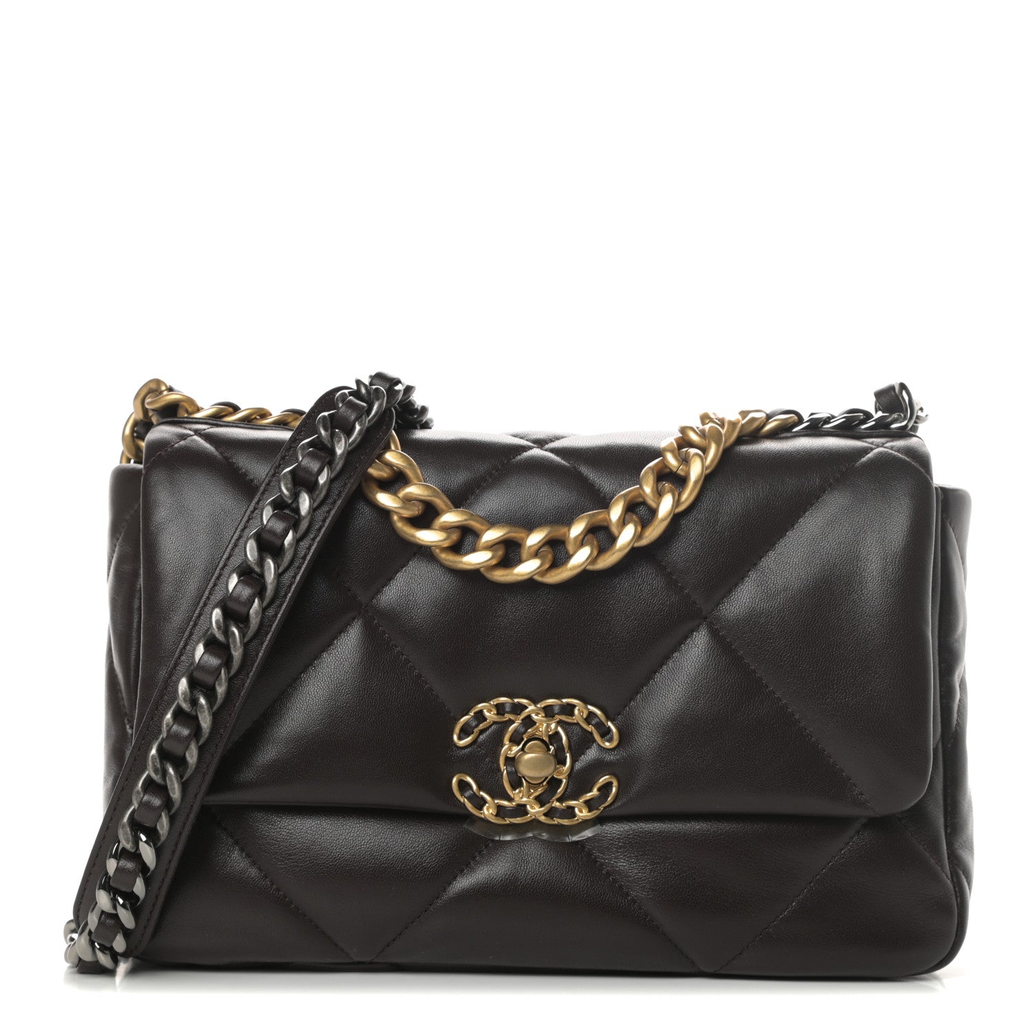 Chanel Lambskin Quilted Medium Chanel 19 Flap Dark Brown 1 of 10