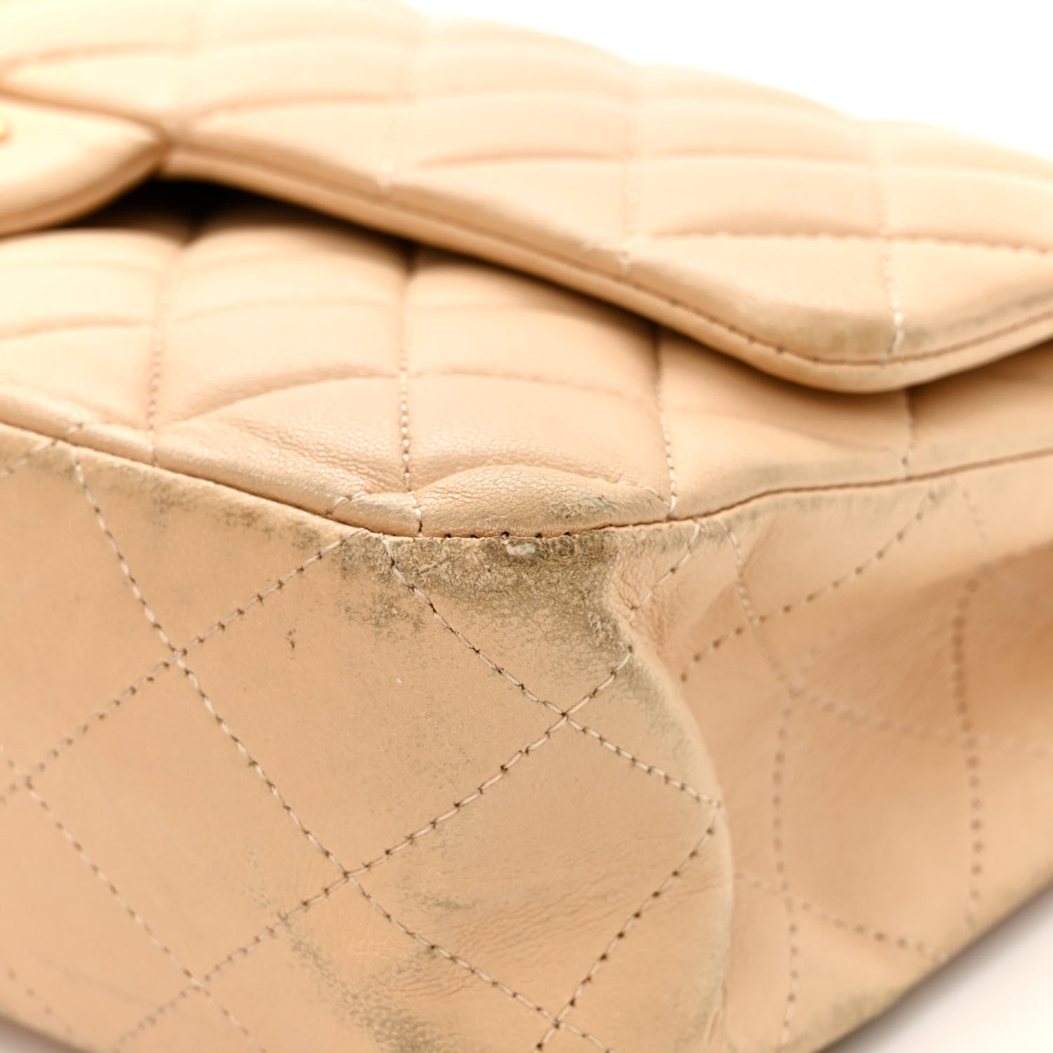 Chanel Lambskin Quilted Medium Double Flap Beige 13 of 21