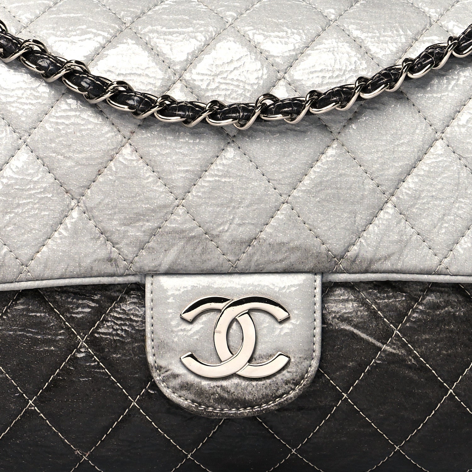 Chanel Vinyl Quilted Jumbo Melrose Degrade Flap Black 8 of 12