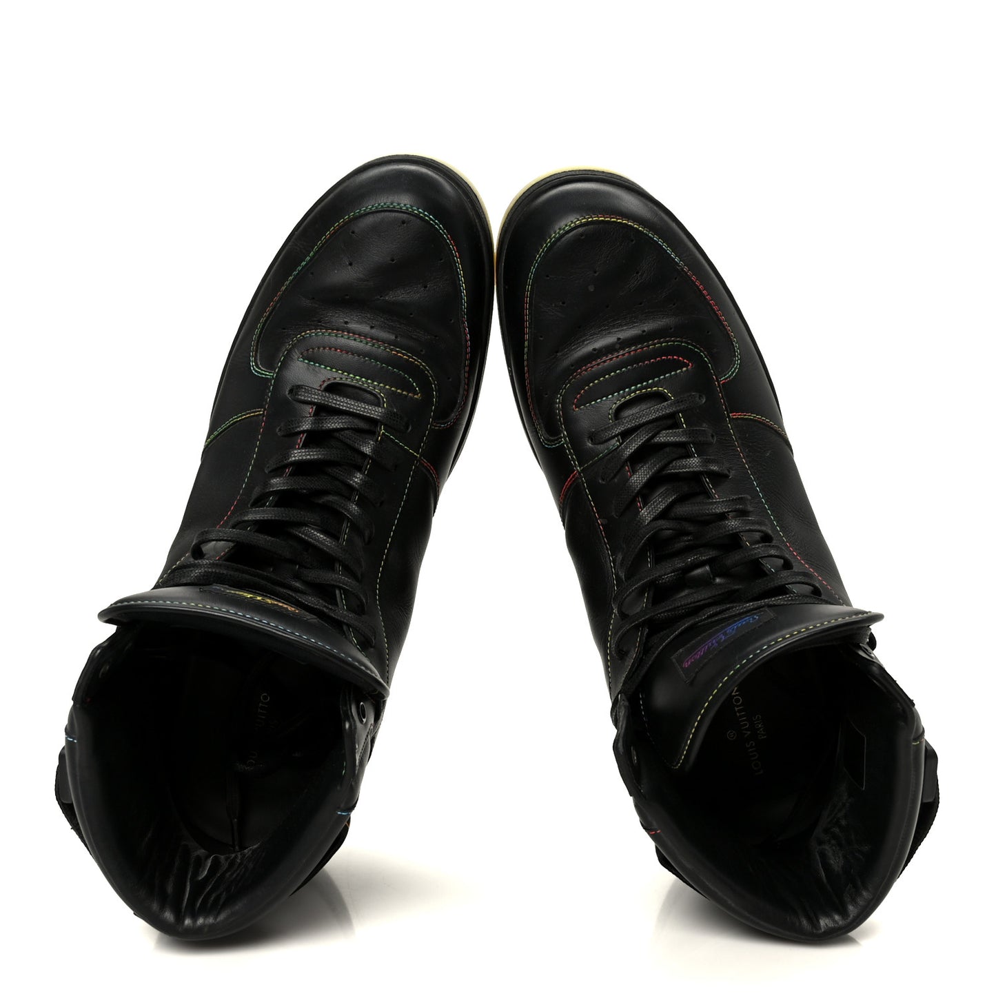 Calfskin Rivoli High Top Sneakers 12 Black Multicolor