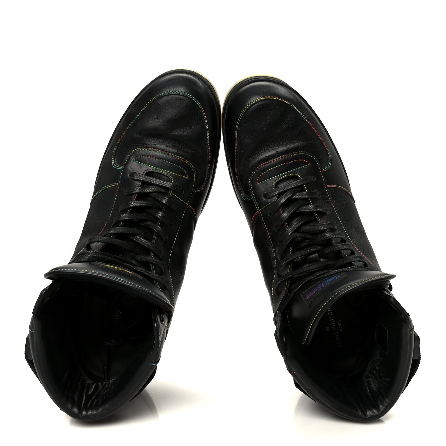 Louis Vuitton Calfskin Rivoli High Top Sneakers 12 Black Multicolor 2 of 9
