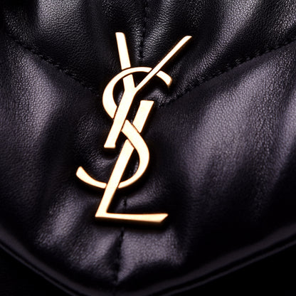 Saint Laurent Lambskin Quilted Toy Loulou Puffer Monogram Chain Satchel Black 21 of 23