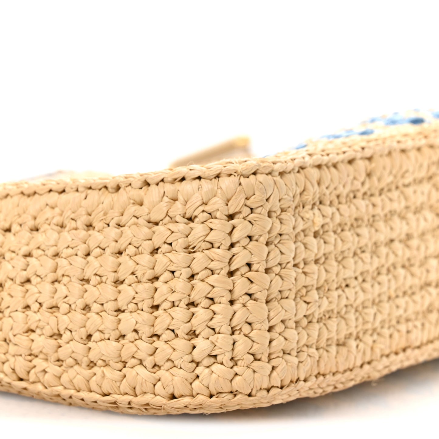 Yarn Raffia Effect Crochet Striped Re-Edition 2005 Shoulder Bag Naturale Celeste
