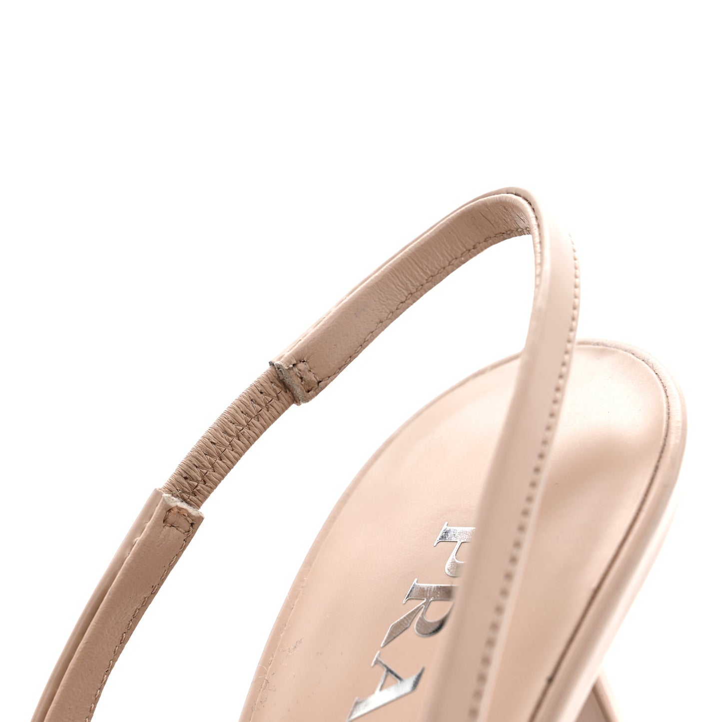 Spazzolato Triangle Logo Pointed Toe 75mm Slingback Pumps 38 Cipria