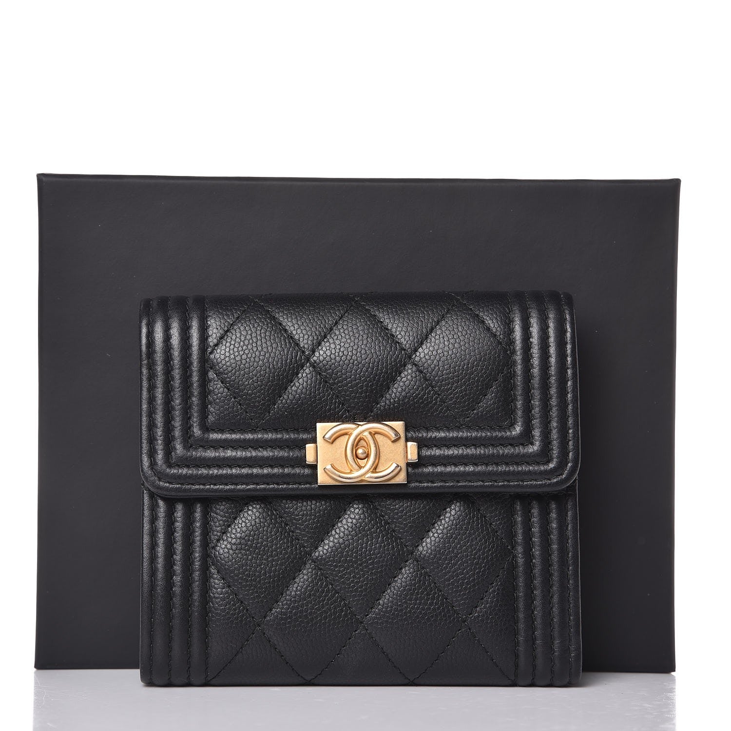 Chanel Caviar Quilted Compact Boy Wallet Black 9 of 9