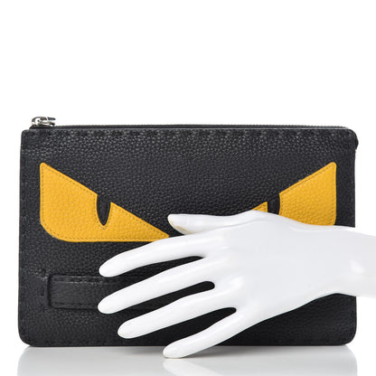 Fendi Cuoio Romano Selleria Monster Eyes Inlay Slim Clutch Black Sunflower 2 of 10