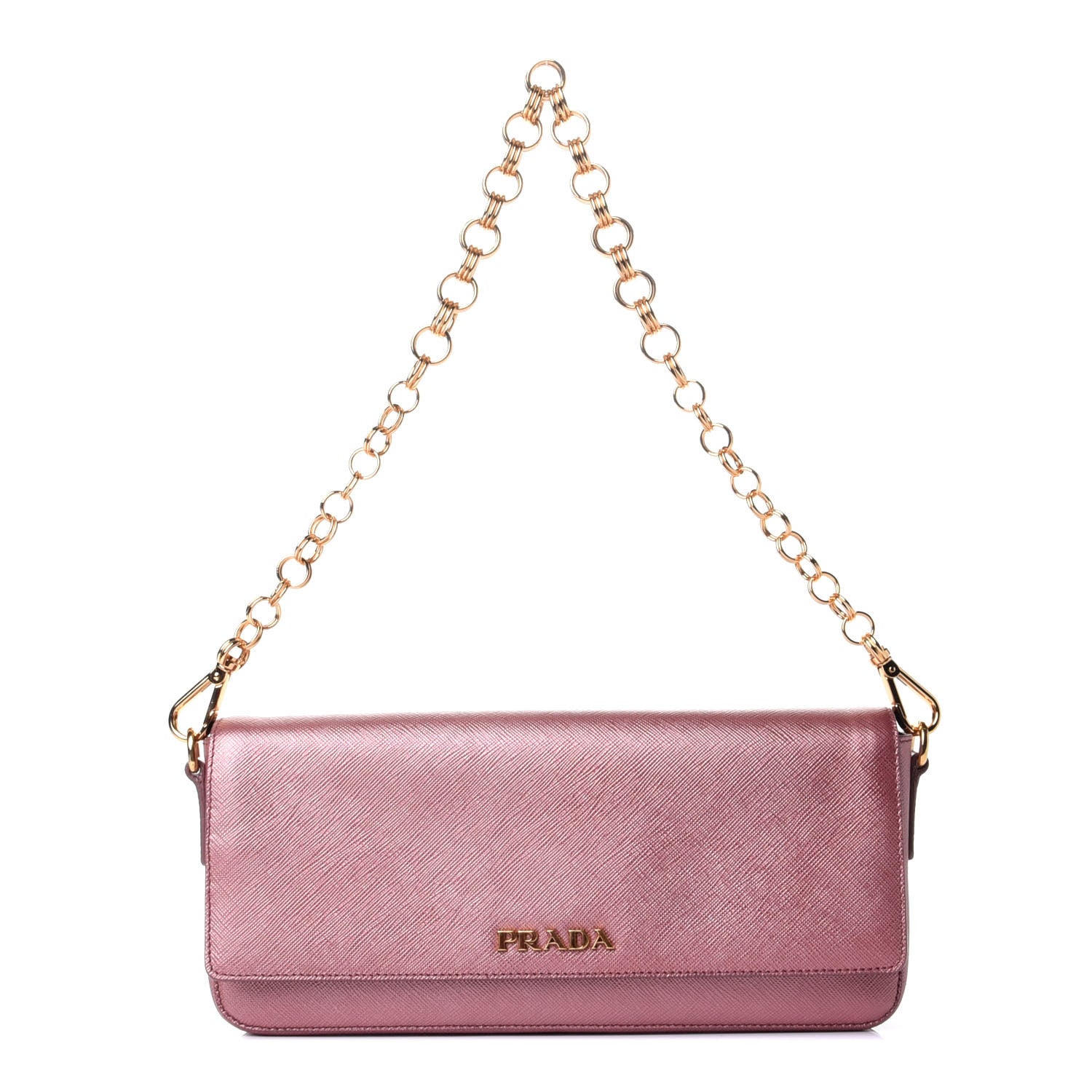 Prada Saffiano Lux Chain Clutch Antico Mordore 1 of 5