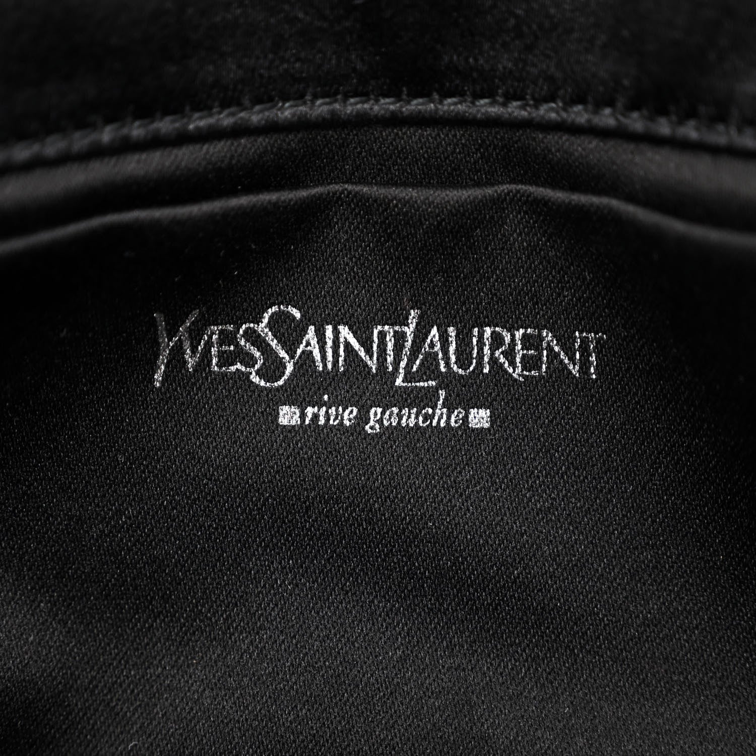 Saint Laurent Satin Jeweled Clutch Black Silver 6 of 11