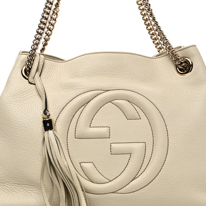 Gucci Pebbled Calfskin Medium Soho Chain Shoulder Bag  Off White 8 of 10