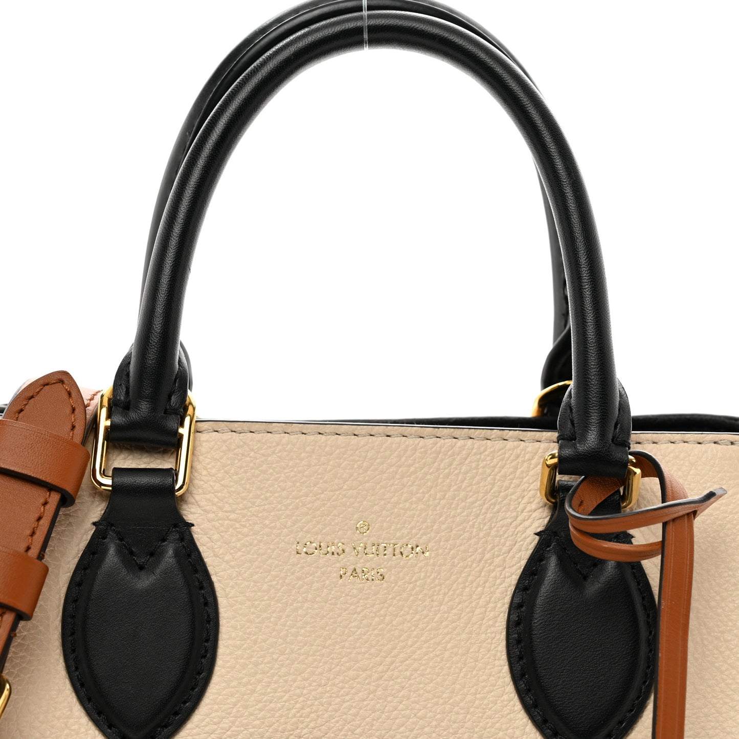Calfskin Monogram Fold Tote PM Cream Khaki Black