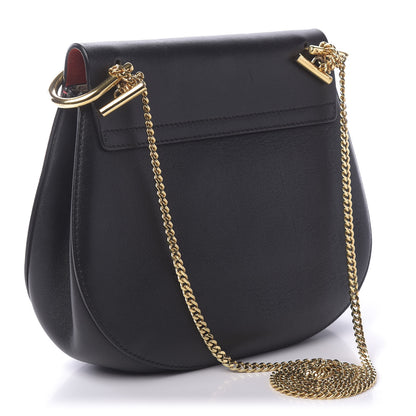 Chloe Suede Smooth Calfskin Drew Shoulder Bag Plaid Red Black 2 of 8
