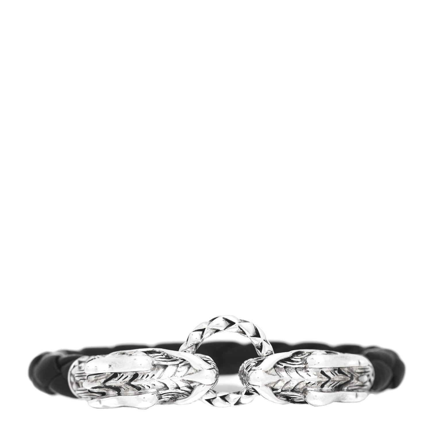 John Hardy Sterling Silver Leather Naga Dragon Legend Bracelet Black 4 of 6