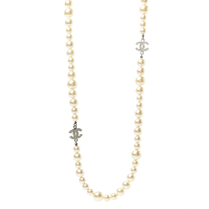 Chanel Graduated Pearl Crystal CC Necklace Gold 1 of 5