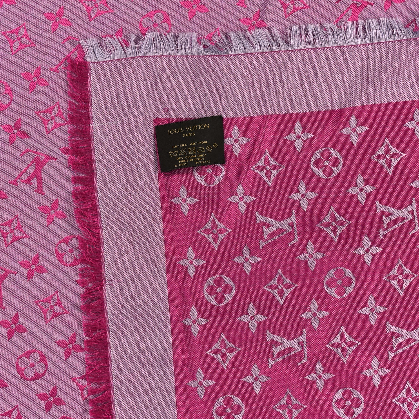 Wool Silk Monogram Denim Shawl Pivoine