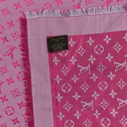 Louis Vuitton Wool Silk Monogram Denim Shawl Pivoine 3 of 3