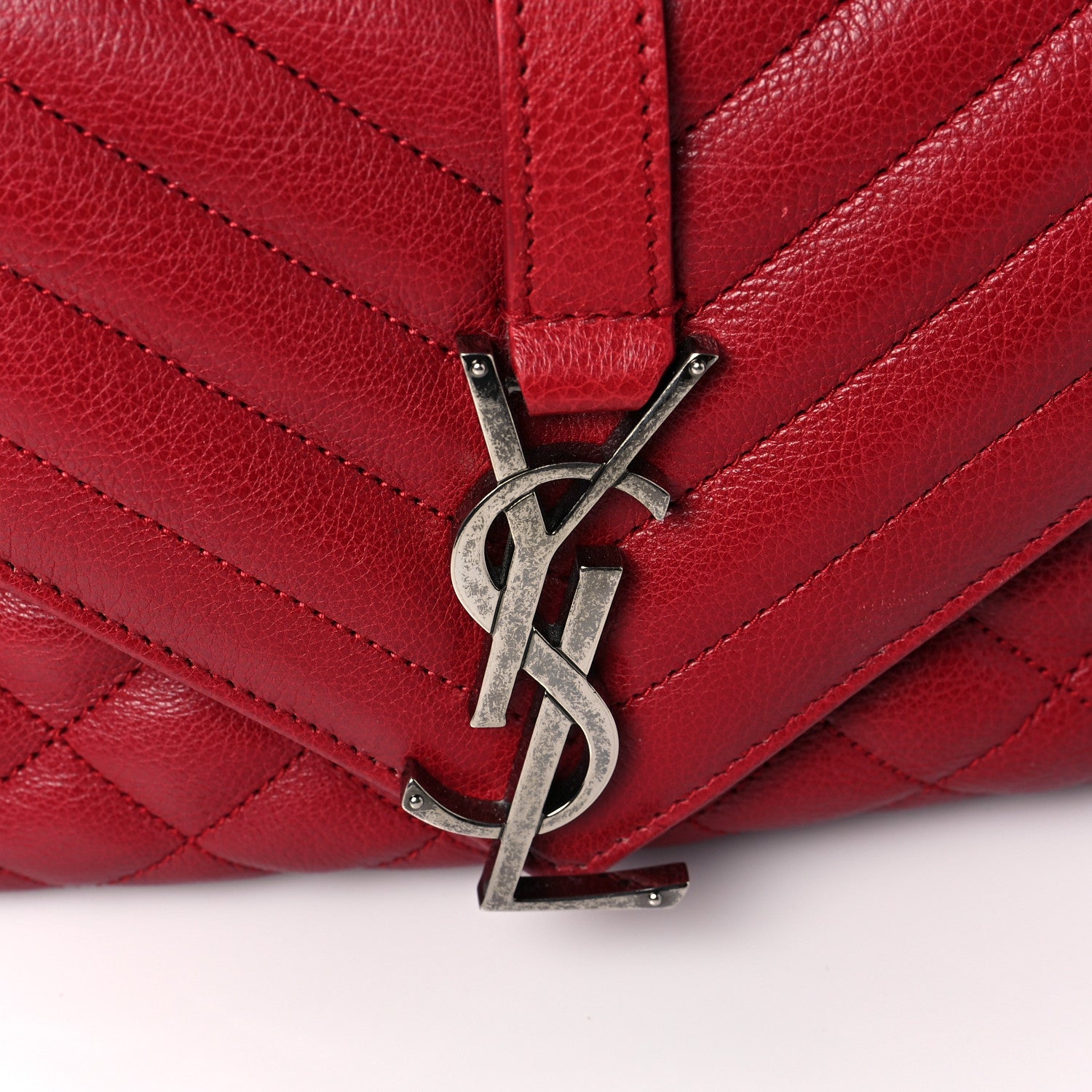Saint Laurent Sheepskin Tri-Quilt Monogram Medium Soft Envelope Bag Red 6 of 6
