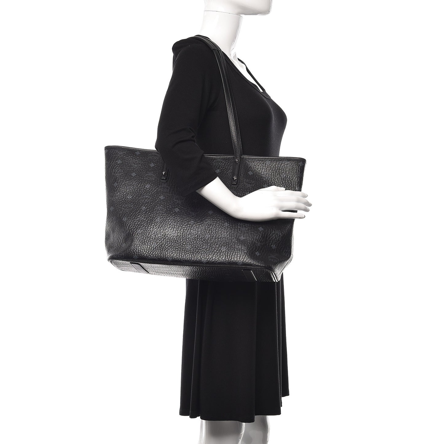 Visetos Medium Anya Zip Top Shopper Tote Black