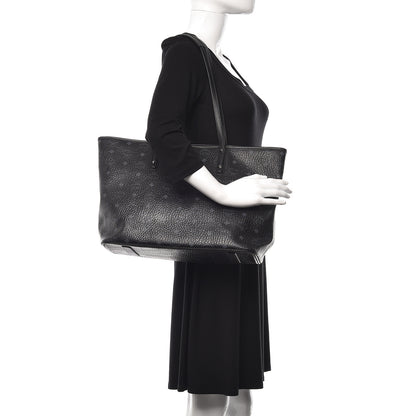 MCM Visetos Medium Anya Zip Top Shopper Tote Black 2 of 15