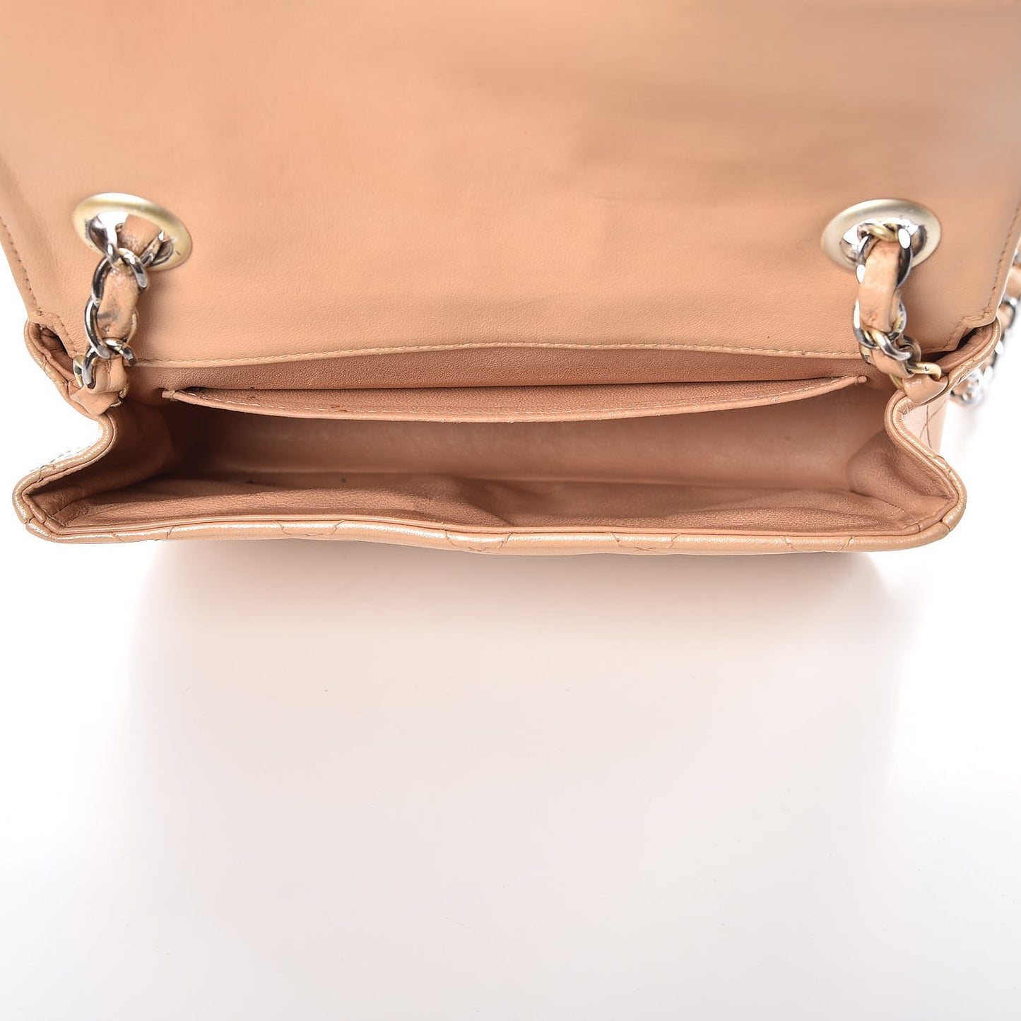 Lambskin Quilted Extra Mini Flap Beige