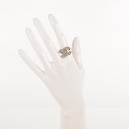 Chanel Crystal Double CC Ring 6.25 Light Gold 2 of 4