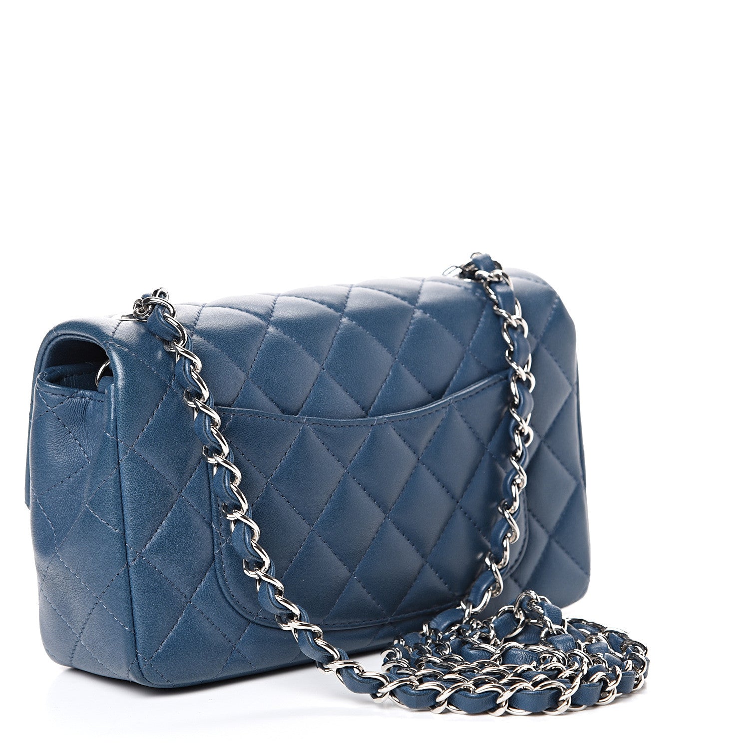 Chanel Lambskin Quilted Mini Rectangular Flap Dark Blue 2 of 12