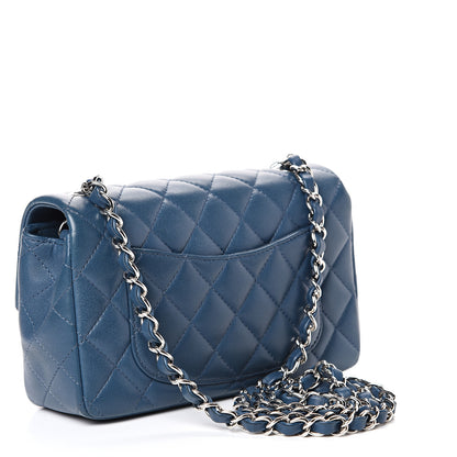 Chanel Lambskin Quilted Mini Rectangular Flap Dark Blue 2 of 12